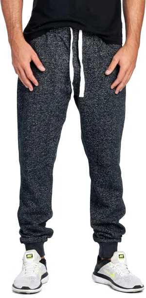 PROGO USA Men's Joggers Sweatpants Basic Fleece Marled Jogger Pant Elastic Waist