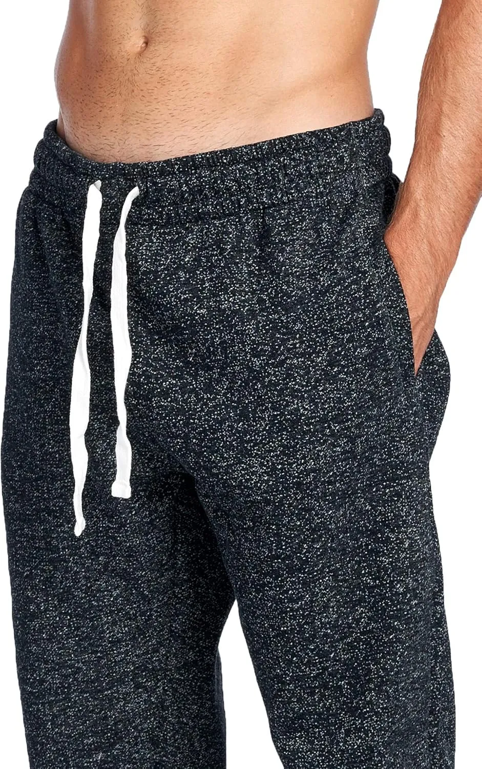 PROGO USA Men's Joggers Sweatpants Basic Fleece Marled Jogger Pant Elastic Waist