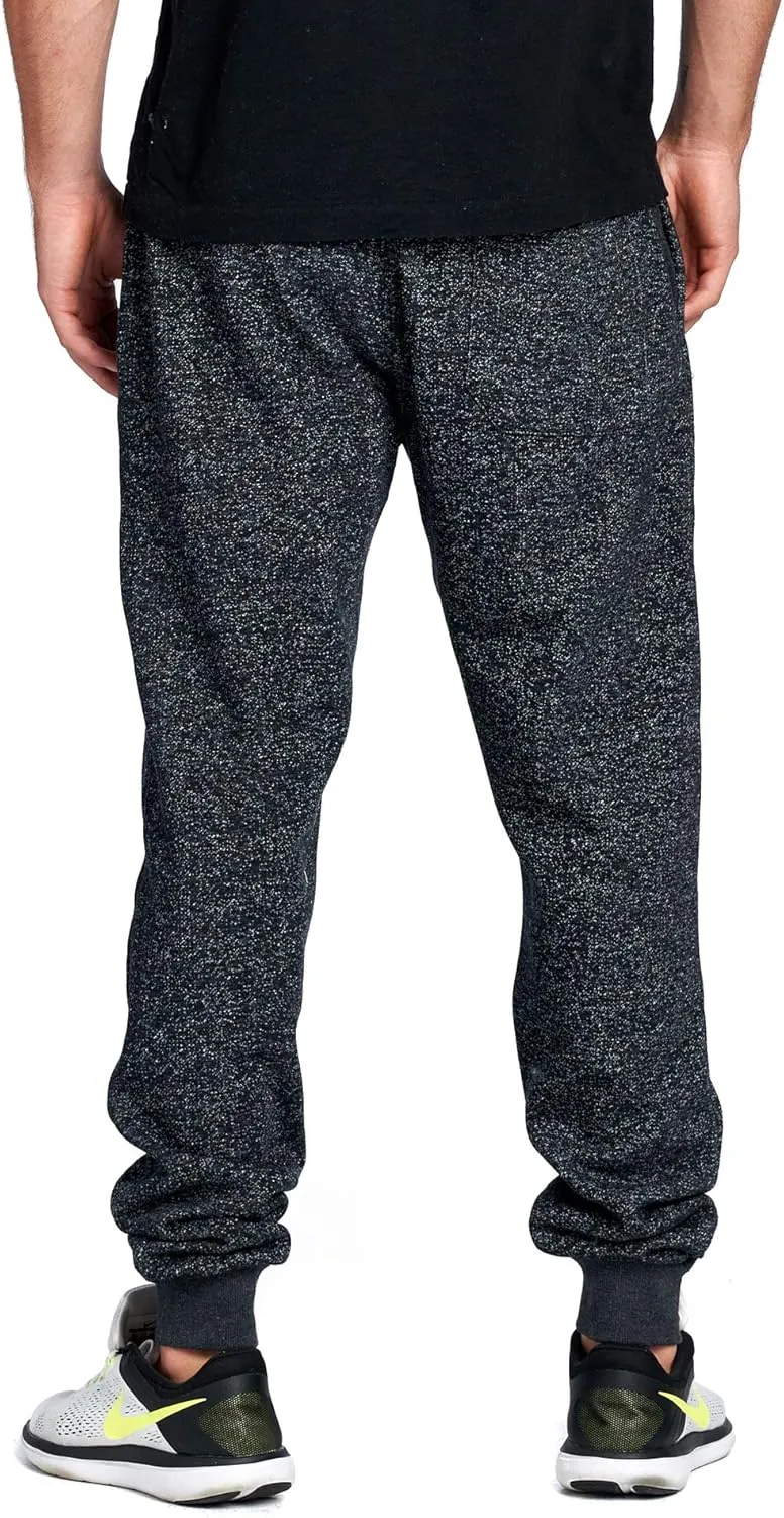 PROGO USA Men's Joggers Sweatpants Basic Fleece Marled Jogger Pant Elastic Waist