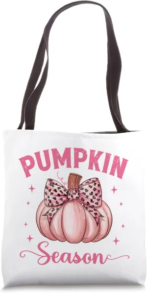 Pumpkin Season Coquette Bow Pumpkin In October We Wear Pink Tote Bag