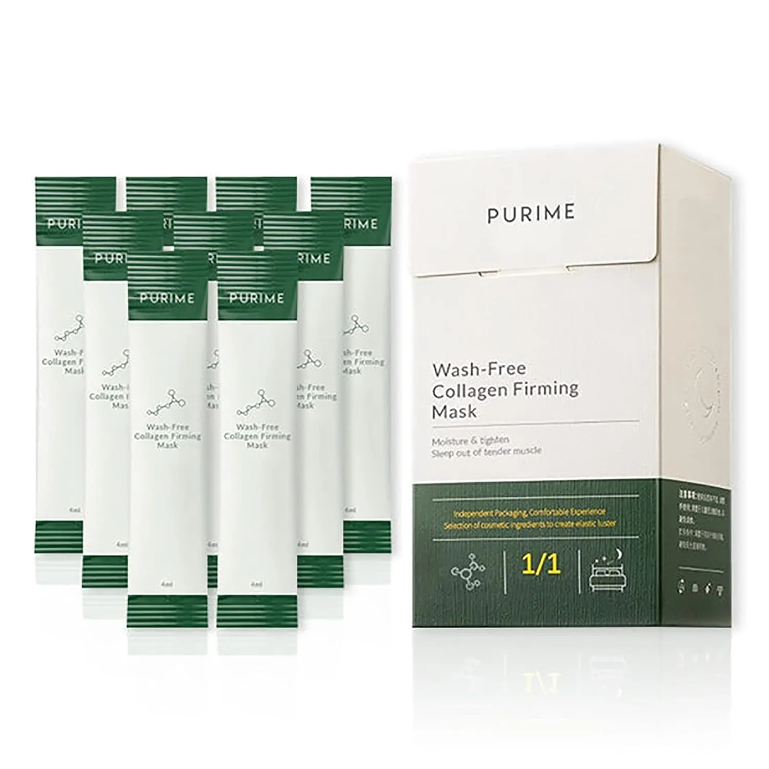 PuriMe Korean Collagen Face Firming Mask, Collagen Firming Sleeping Mask, Collagen Protein Firming Face Care Moisturizing Mask, Portable Wash-Free Sleeping Face Mask Set for Women (2 Boxes / 40Pcs)