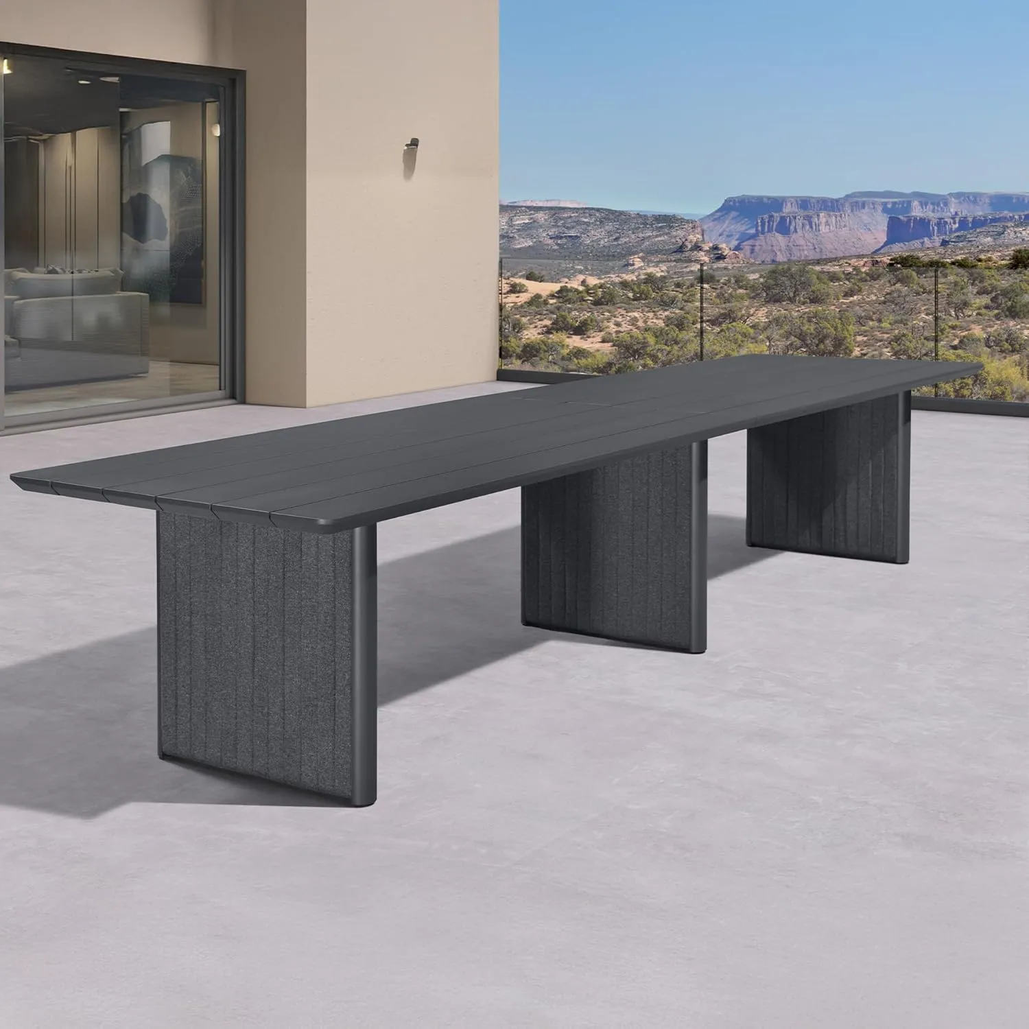 PURPLE LEAF 11 Pieces Outdoor Patio Dining Set Modern Extra Large Weather-Resistant Table and Aluminum Chairs with Olefin Fabric Cushions for Family Dinners Indoor Decor Kitchen Grey