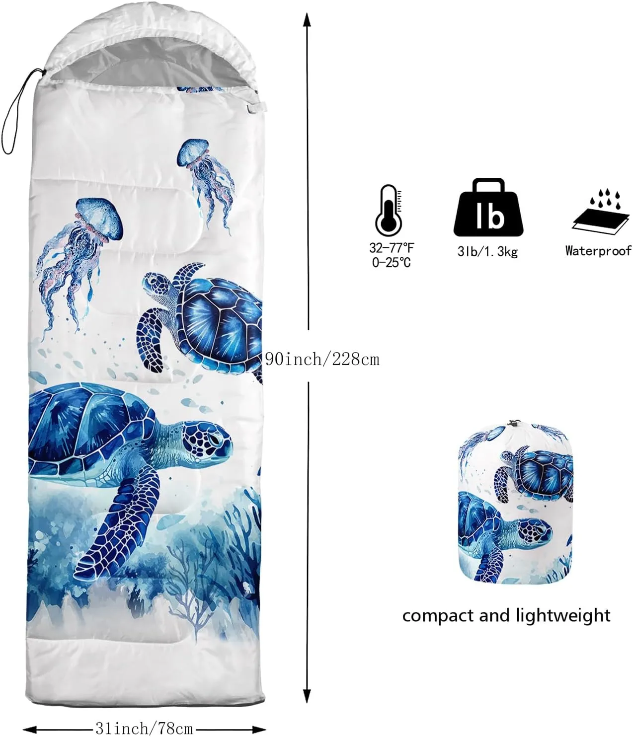 QOOMO Camping Sleeping Bags,3 Season Warm & Cool Weather,Lightweight,Waterproof Sleeping Bags for Adults & Kids,Traveling,and Outdoors,Camping Gear Equipment