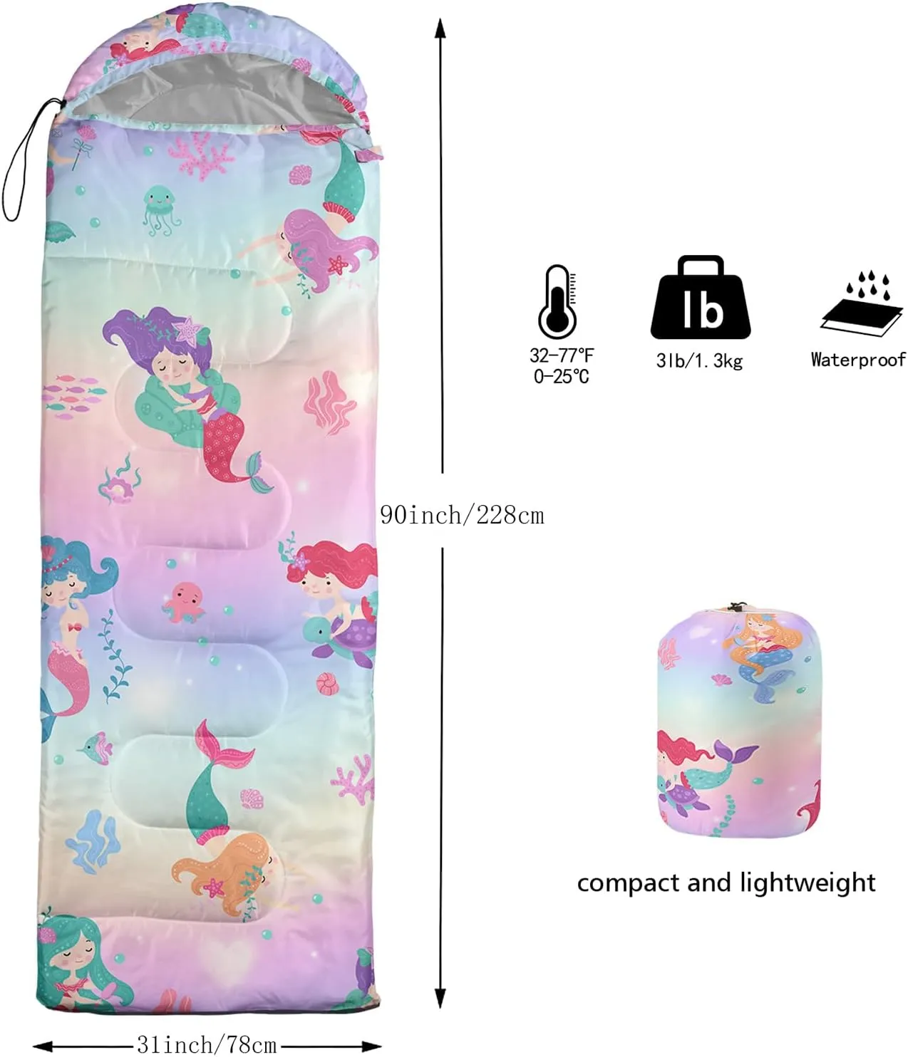 QOOMO Camping Sleeping Bags,3 Season Warm & Cool Weather,Lightweight,Waterproof Sleeping Bags for Adults & Kids,Traveling,and Outdoors,Camping Gear Equipment