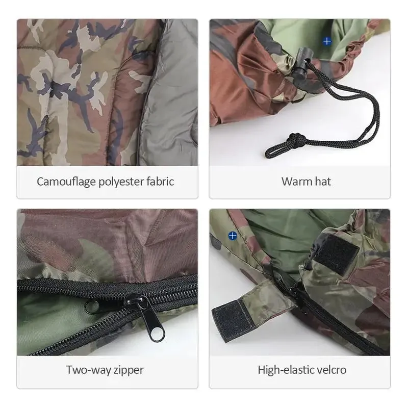 Quality Cotton Camping Sleeping Bag,15~5degree, Envelope Style, Army Or Military Or Camouflage Sleeping Bags