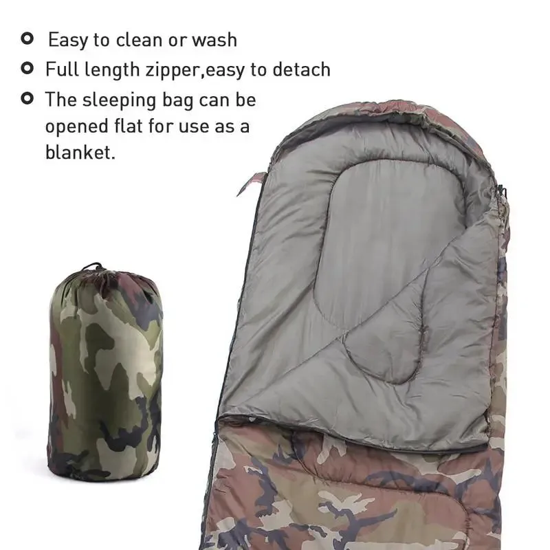 Quality Cotton Camping Sleeping Bag,15~5degree, Envelope Style, Army Or Military Or Camouflage Sleeping Bags