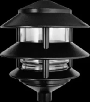 RAB Lighting LL322B Incandescent 3 Tier Lawn Light, A-19 Type, 75W Power, 1220 Lumens, 120VAC, Black