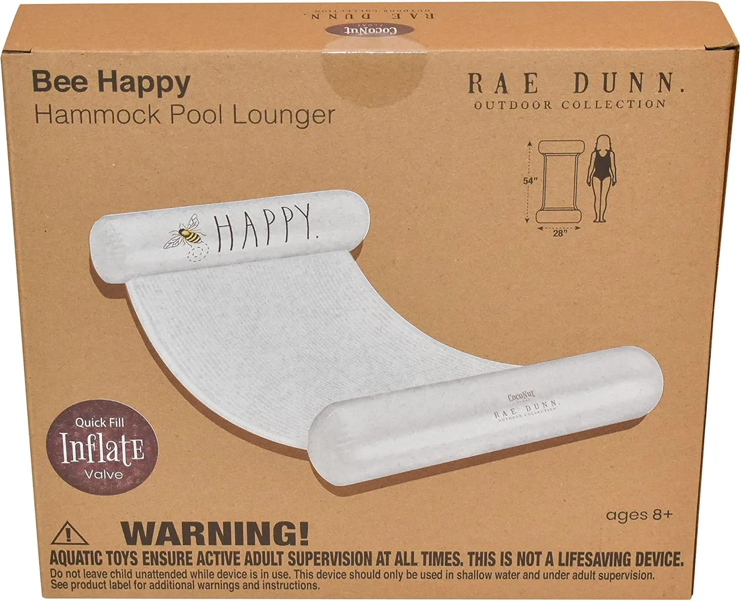 Rae Dunn x CocoNut Float Adult Hammock Float - Adult Size Multi-Purpose Inflatable Drifter, Saddle Float & Lounge Chair - Versatile Ride-On for Summer & Swim Parties