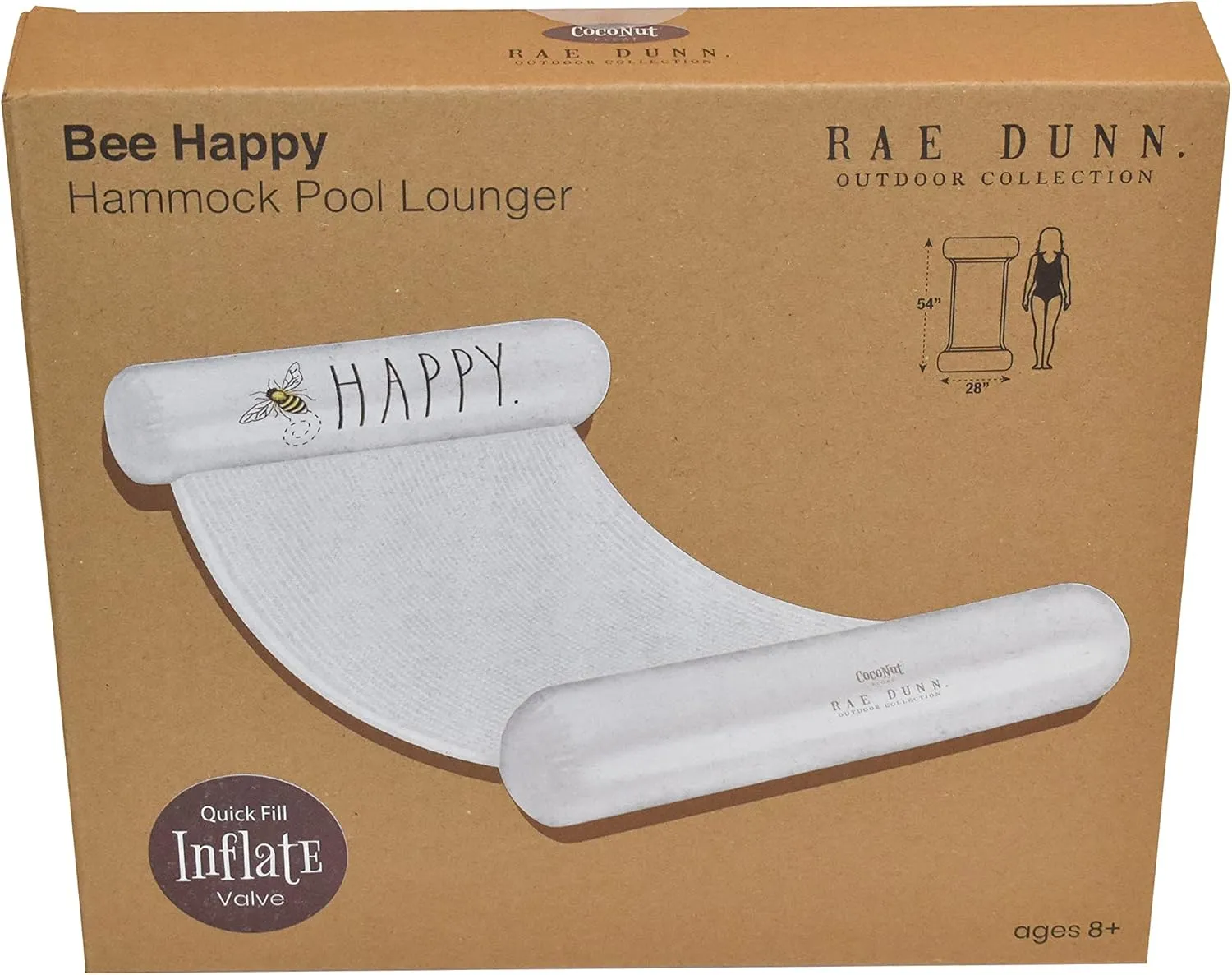 Rae Dunn x CocoNut Float Adult Hammock Float - Adult Size Multi-Purpose Inflatable Drifter, Saddle Float & Lounge Chair - Versatile Ride-On for Summer & Swim Parties