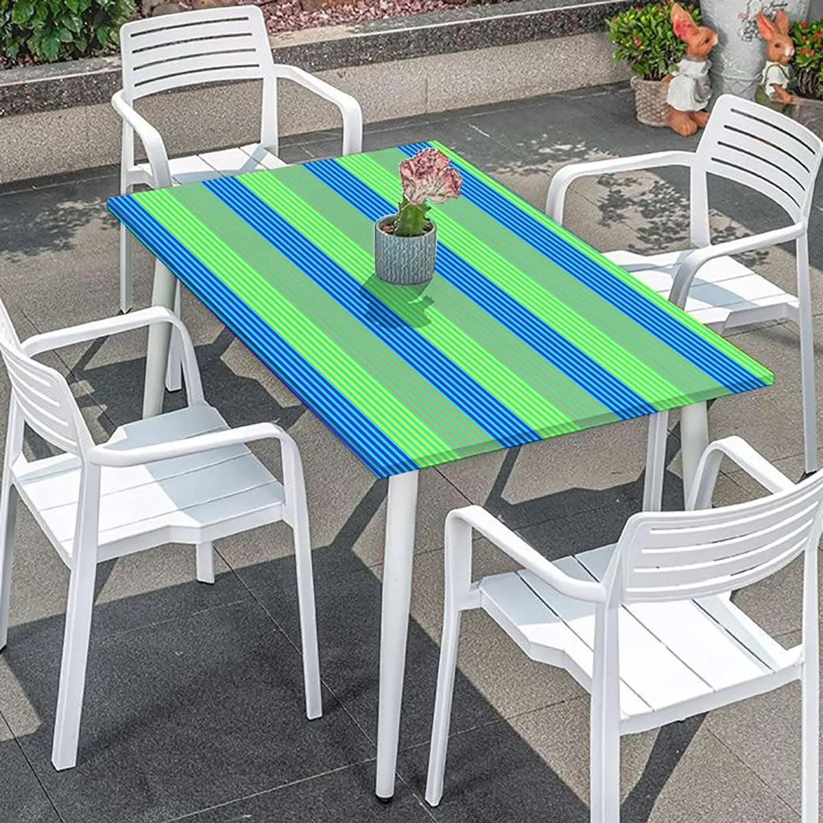 Rainbow Multicolor Tablecloth Elastic Edge Fitted Horizontal Colored Stripes Fitted Tablecloth Rectangle Table Cover - Table Cloth - Fitted Table Covers Medieval Fits up 4 Foot Tables