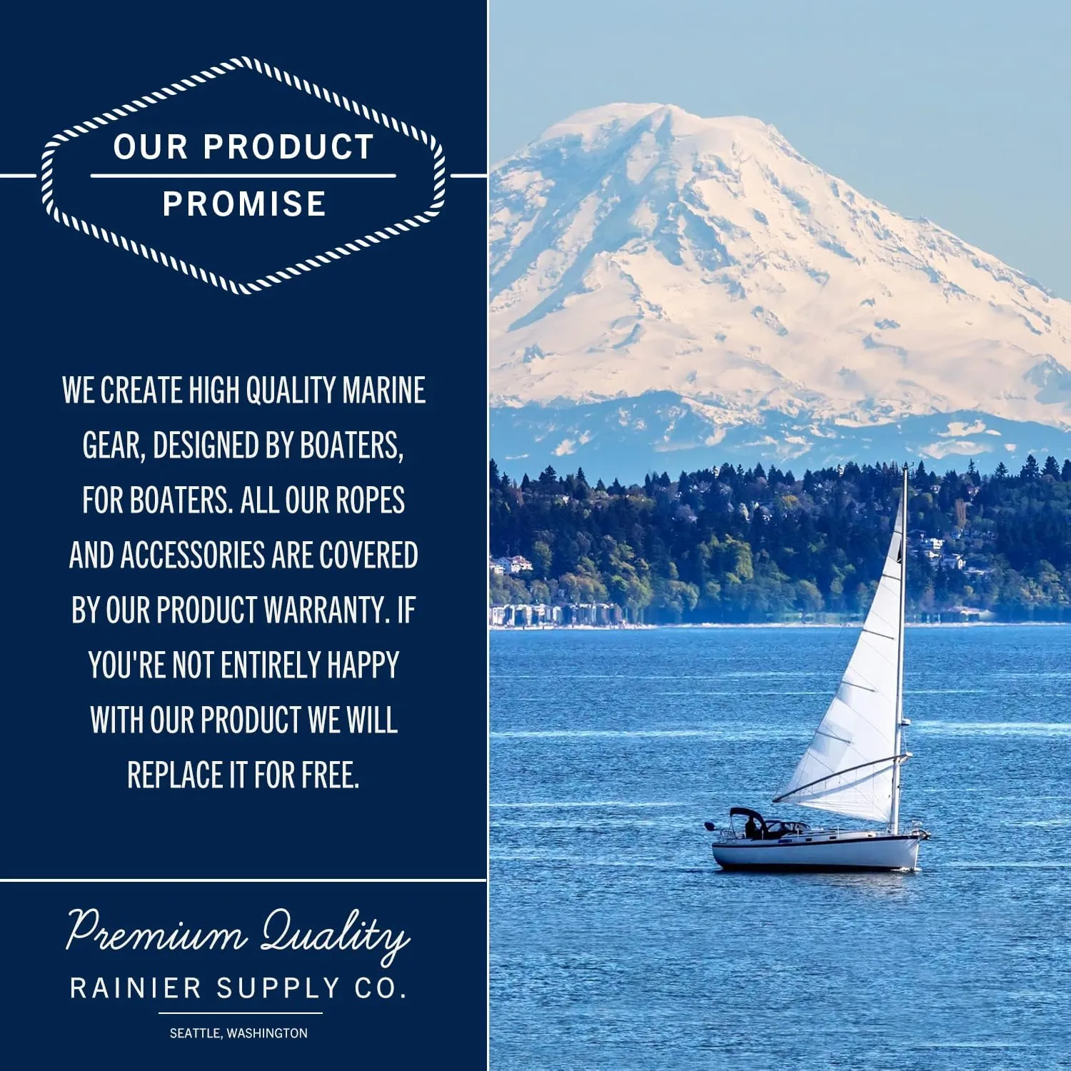 RainierSupplyCo Boat Anchor Rope - Double Braided Marine Rope Anchor Line - 100/150 / 200/300 ft Nylon Boating Line with 316 Stainless Steel Thimble and Heavy Duty Marine Grade