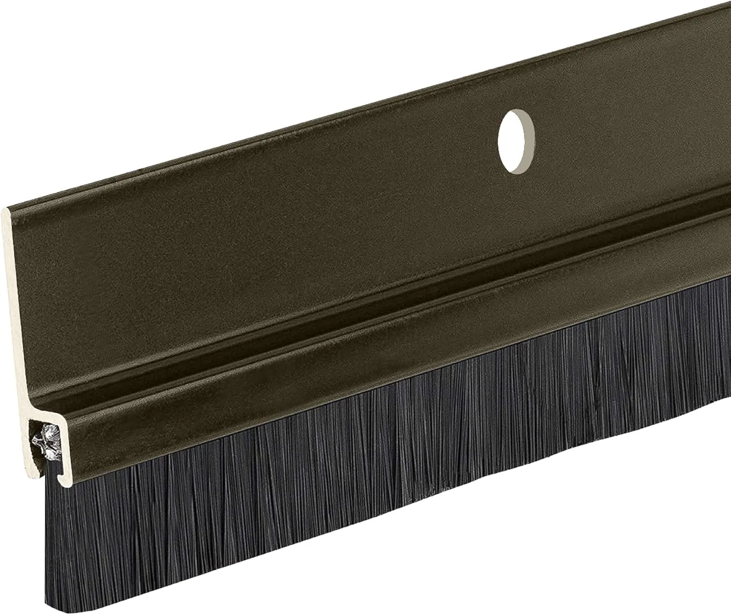 Randall Manufacturing Co., Inc | Door Sweeps – Aluminum & Brush | Brush Sweeps for Gaps Up to 1” | Brown Trim with Black Brush | 3 Feet | 3/4" Brush | Fill Gaps & Keep Unwanted Debris Out