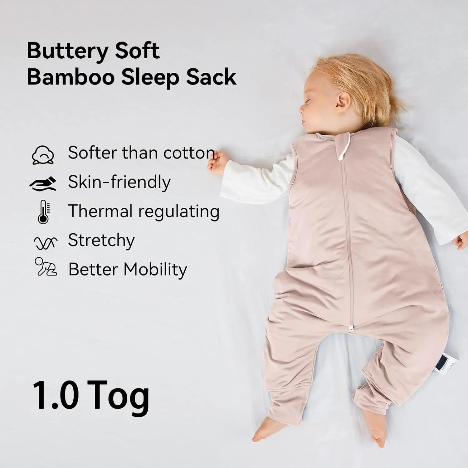 Rayon Made from Bamboo Toddler Sleep Sack with Feet 24-36 Months 1.0 Tog Ultra Soft Toddler Sleeping Sack 2t-3t Sleep Bag Walker Quilted Wearable Blanket with Legs 2-Way Zipper Lightweight