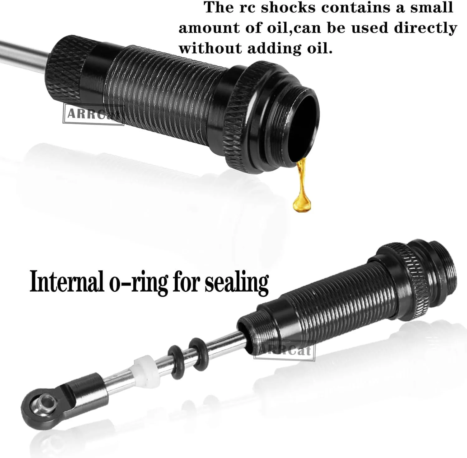 RC Shocks Upgrade Parts for 1/10 Senton 4X4 Granite 4X4 Vorteks 4X4 Arrma Bigrock 4X4 Typhon 4X4 RC Truck,4PCS Full Aluminum Front Rear Big Bore Hops Up by ARRCat,Replace AR330550 AR330551,Black