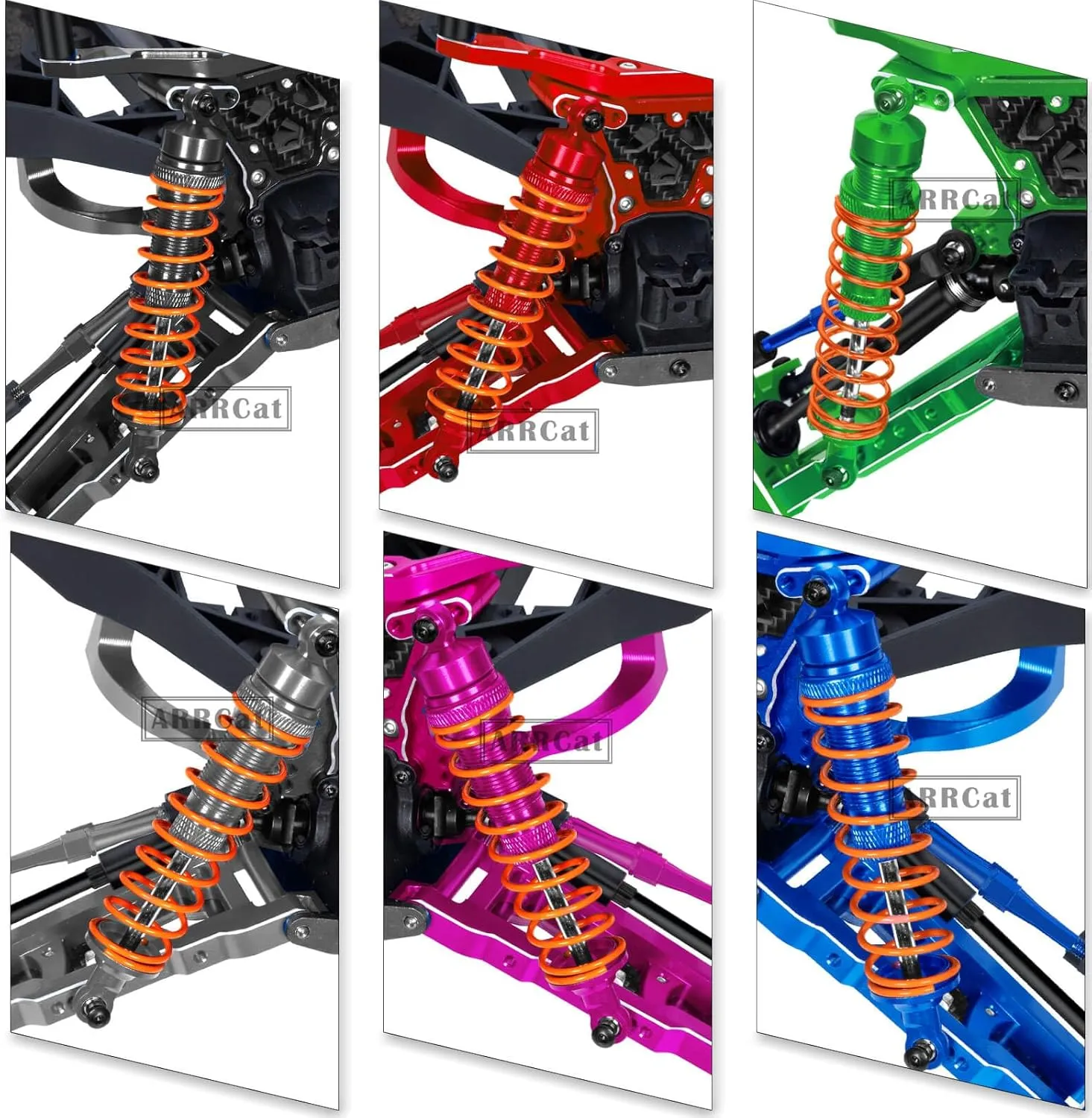 RC Shocks Upgrade Parts for 1/10 Senton 4X4 Granite 4X4 Vorteks 4X4 Arrma Bigrock 4X4 Typhon 4X4 RC Truck,4PCS Full Aluminum Front Rear Big Bore Hops Up by ARRCat,Replace AR330550 AR330551,Black