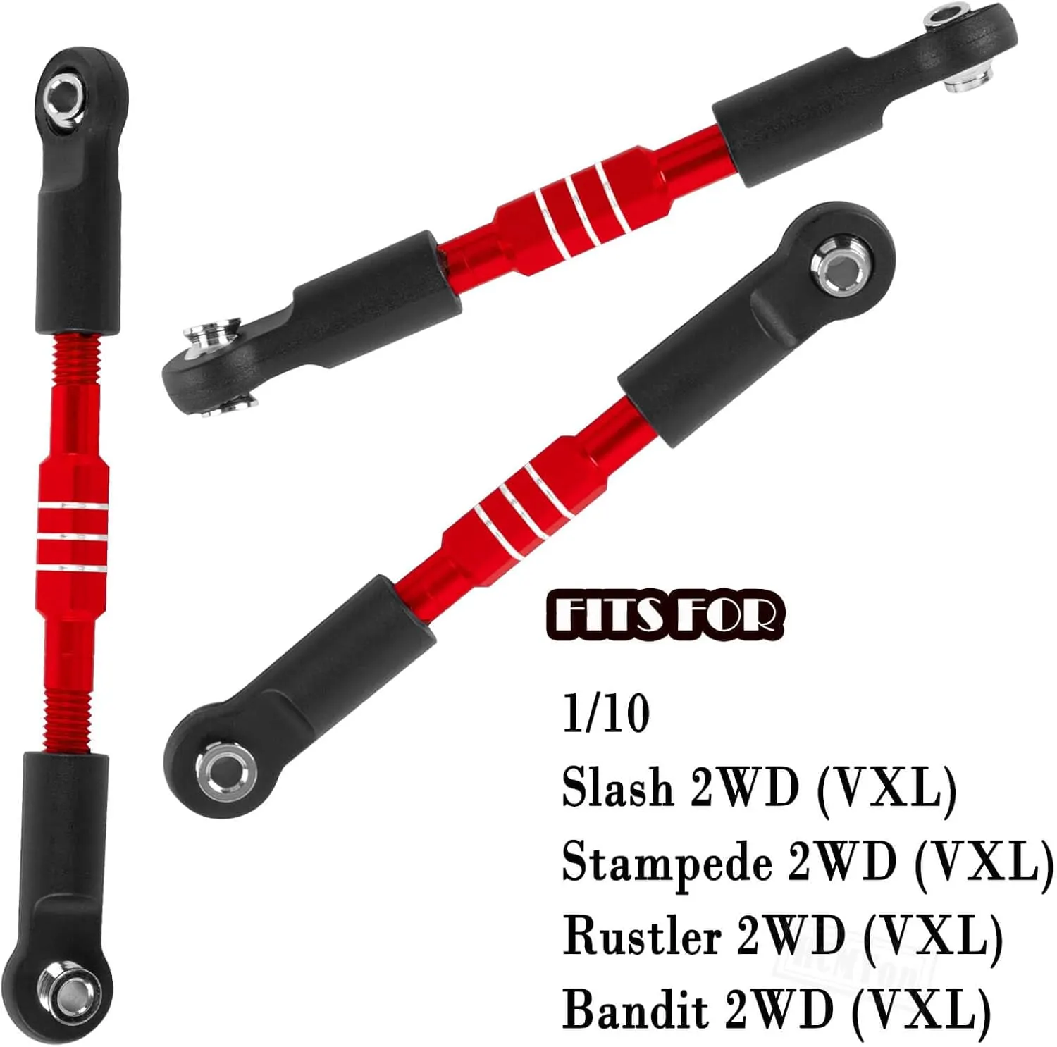 RC Turnbuckles Camber Links Upgrades Part for 1/10 Slash/Stampede/Rustler/Bandit 2WD VXL,Aluminum Turnbuckles Camber Links Hops Up,Red