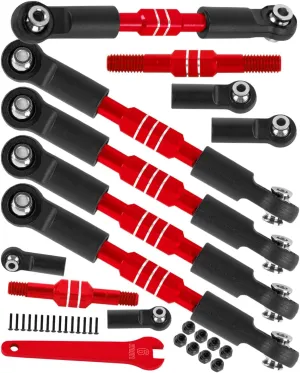 RC Turnbuckles Camber Links Upgrades Part for 1/10 Slash/Stampede/Rustler/Bandit 2WD VXL,Aluminum Turnbuckles Camber Links Hops Up,Red