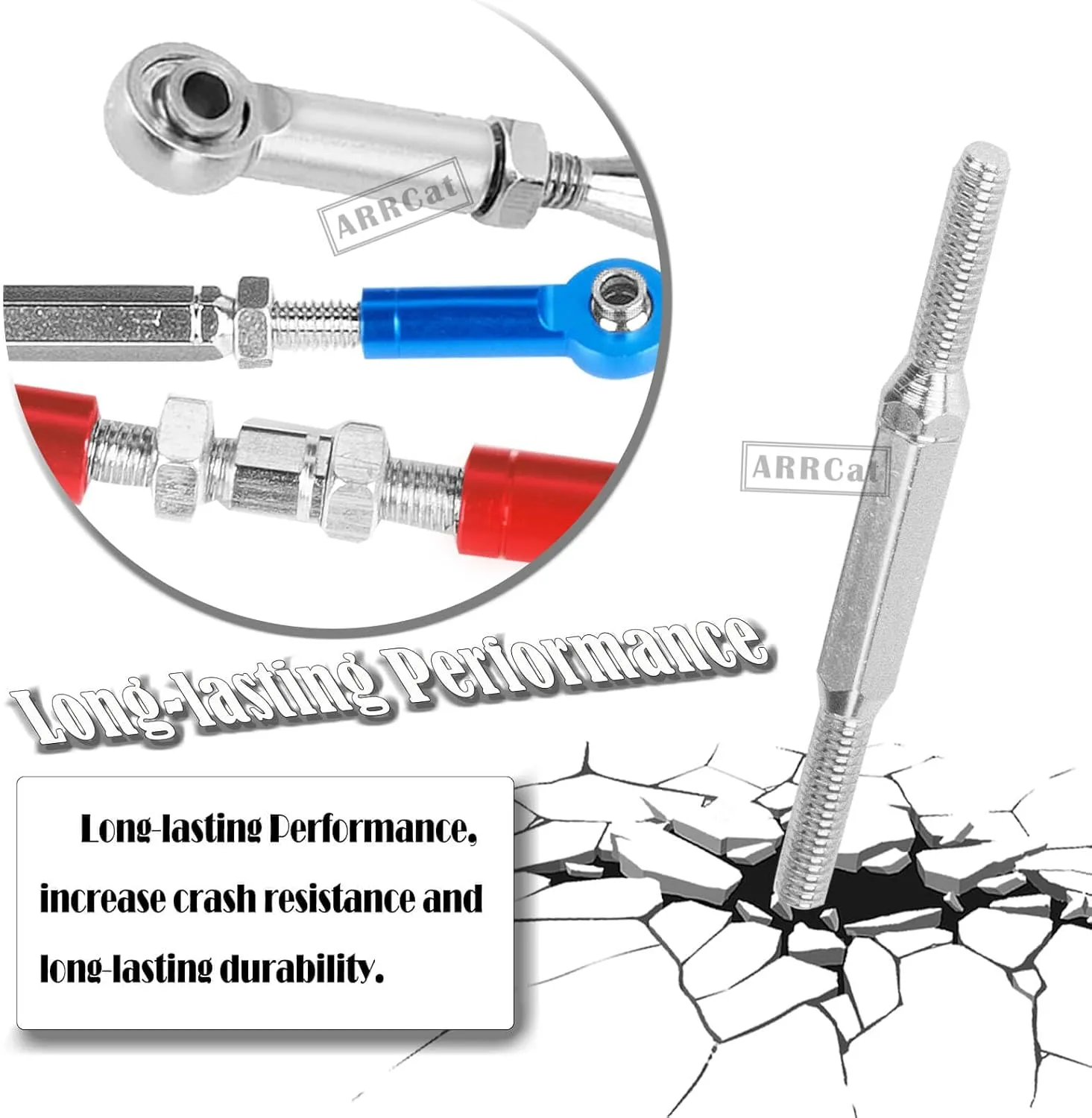 RC Upgrades Part for 1/10 Slash 4X4 2WD/Rustler 4X4 2WD/Stampede 4X4 2WD/Hoss 4X4 2WD RC Car,7 Pieces Aluminum Adjustable Turnbuckles Camber Links Toe Link,Hop-Up Part #3644 3745 1935,Silver