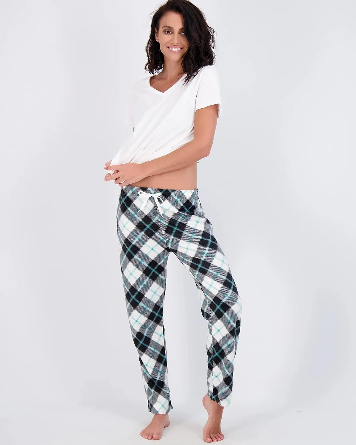 Real Essentials 3 Pack: Women’s Fleece Ultra-Soft Comfy Pajama Lounge Pants Sleepwear (Available in Plus Size)