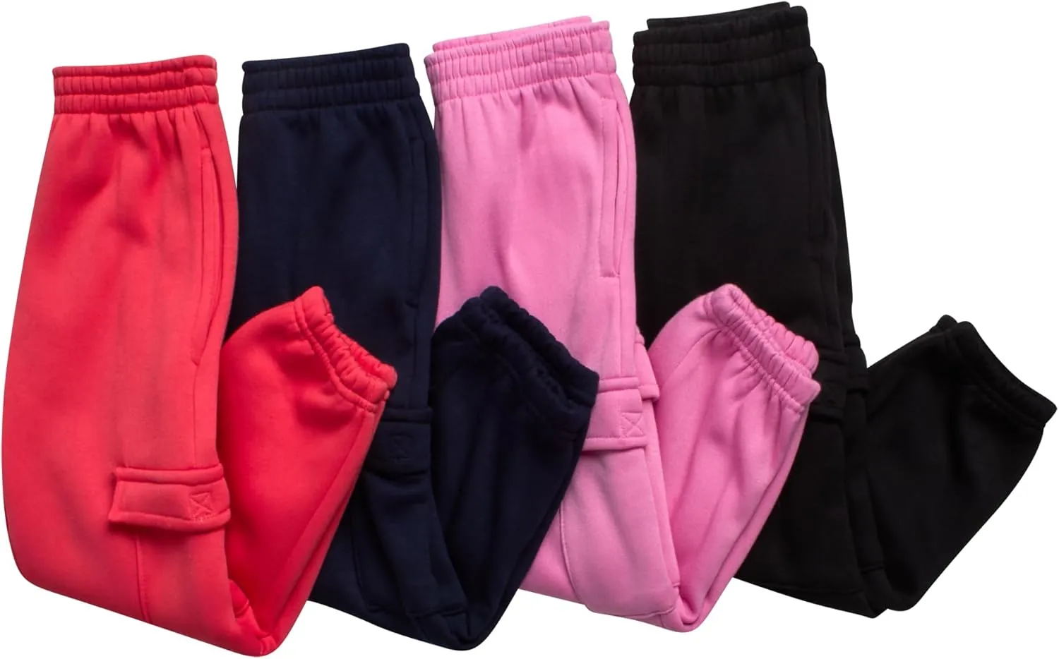 Real Love Girls’ Sweatpants – 4 Pack Active Basic Fleece Cargo Jogpants, Joggers or Flares (5-16)
