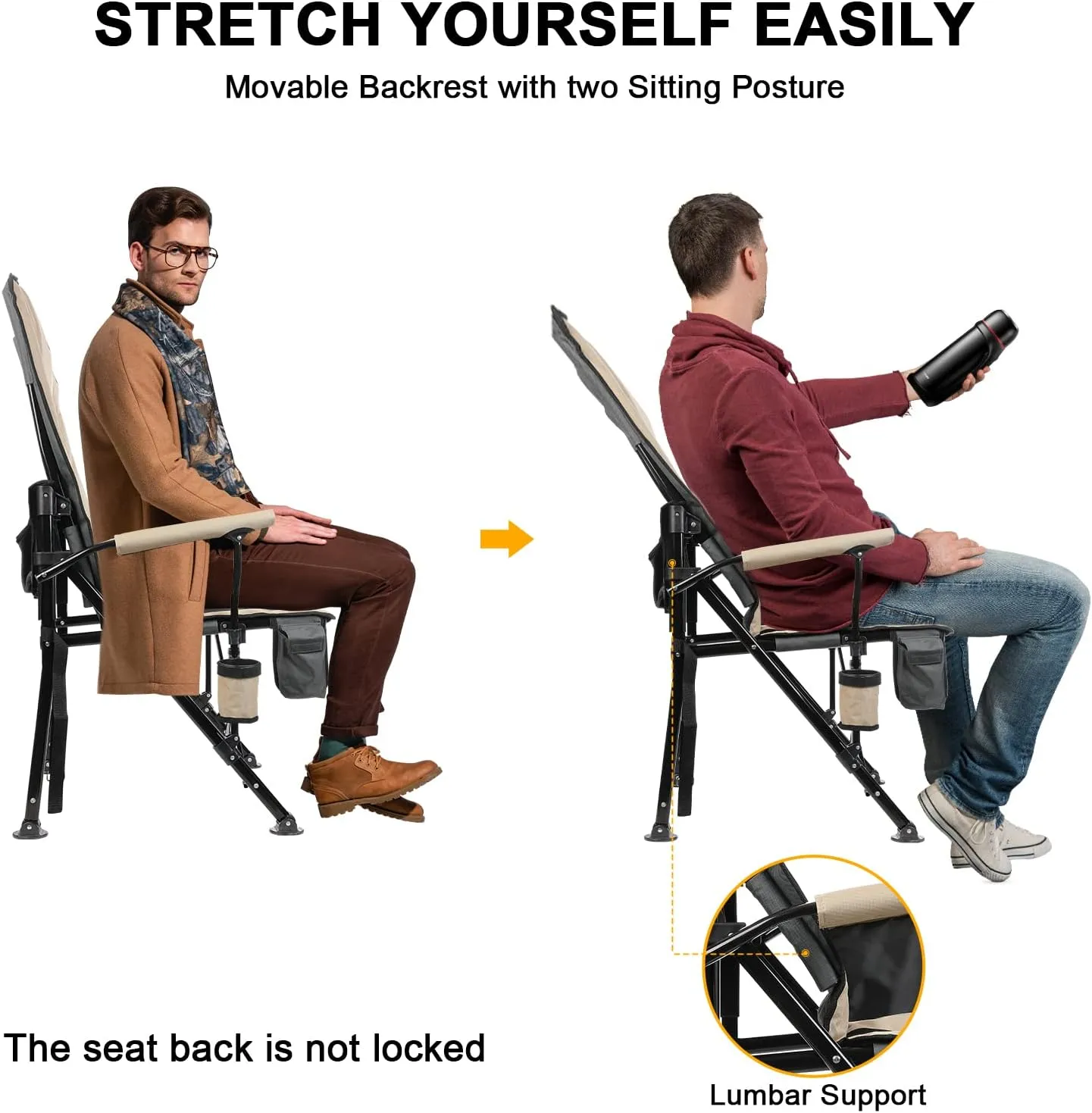 REALEAD Heated Camping Chairs - Fully Padded - Heavy Duty Folding Chairs for Outside, Supports 400 lbs, Portable Outdoor Camp Chairs for Sport Events, Concert, Beach