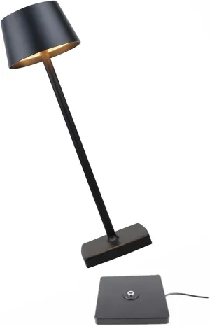 Rechargeable led Cordless Table Lamps,Aluminum, dimmable, Suitable for Indoor and Outdoor Lighting Base Contact Charging Black