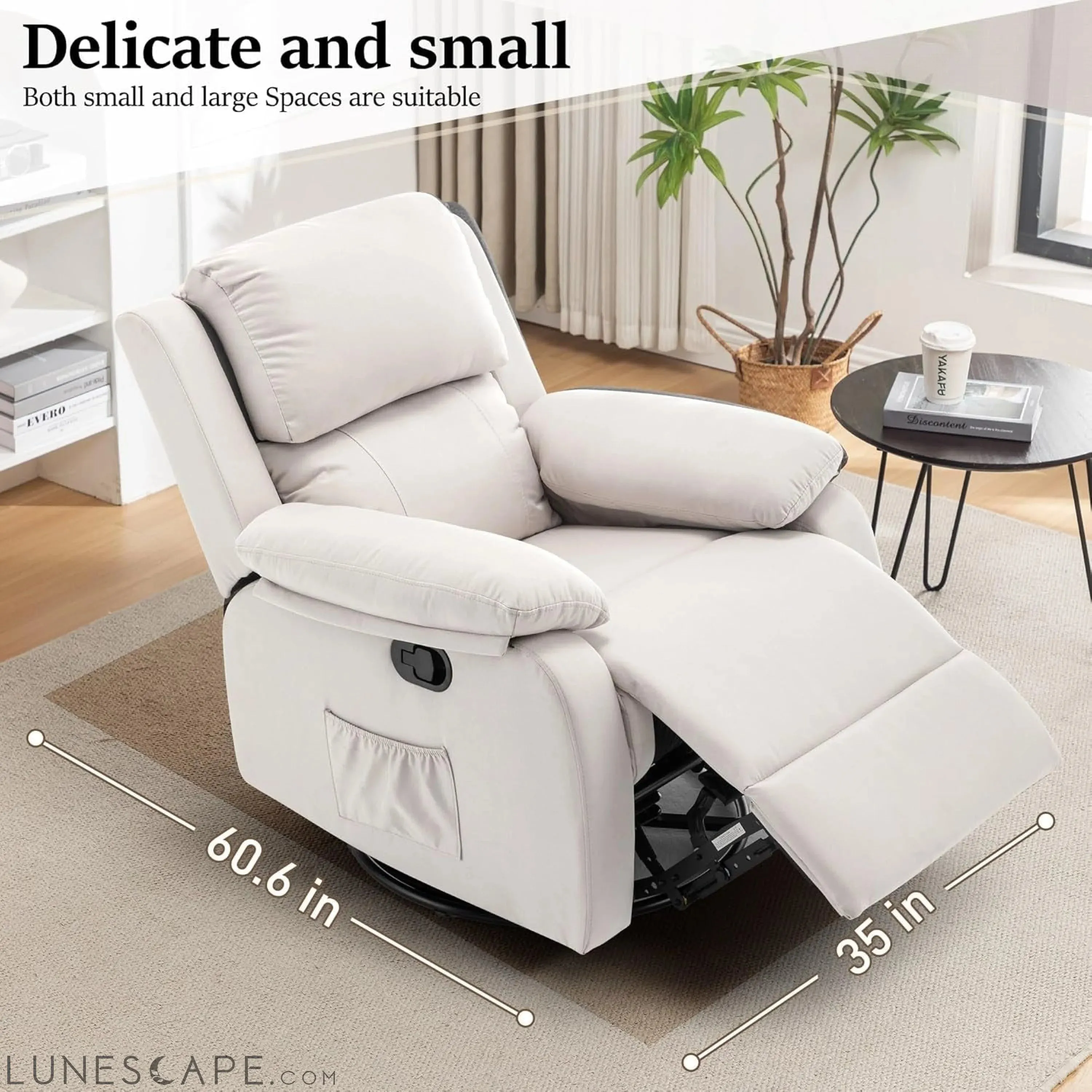 Recliner Chair, 360 Swivel Rocker Chair for Adults, Small Rocking