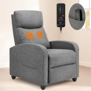 Recliner Chair Living Room Recliner with Adjustable Backrest and Footrest Modern Design for Home Upholstered Armchair in Soft Fabric, Grey, Linen