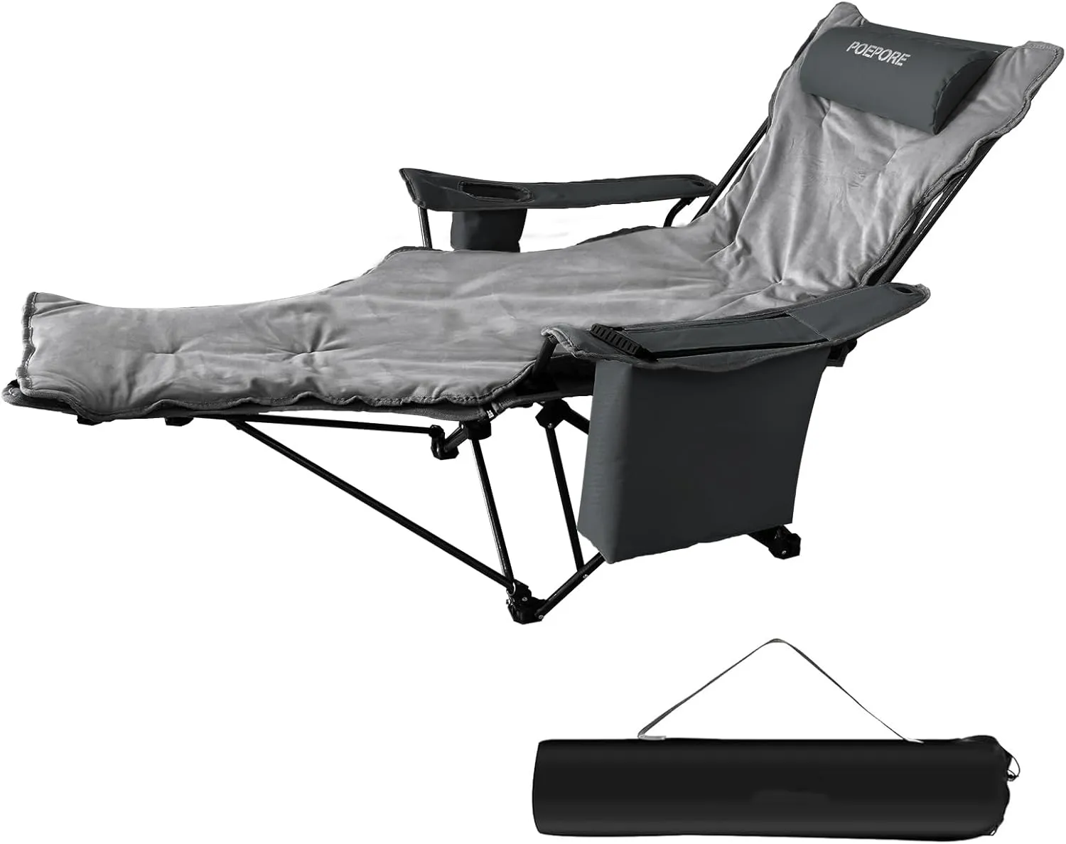 Reclining Camping Chair 4 Position with Foot Rest Comfortable for Adults 265Ibs Folding Lounger Mesh Beach Chair with Cooler Bag,Cotton Cushion and Cup Holder for Outdoor Patio