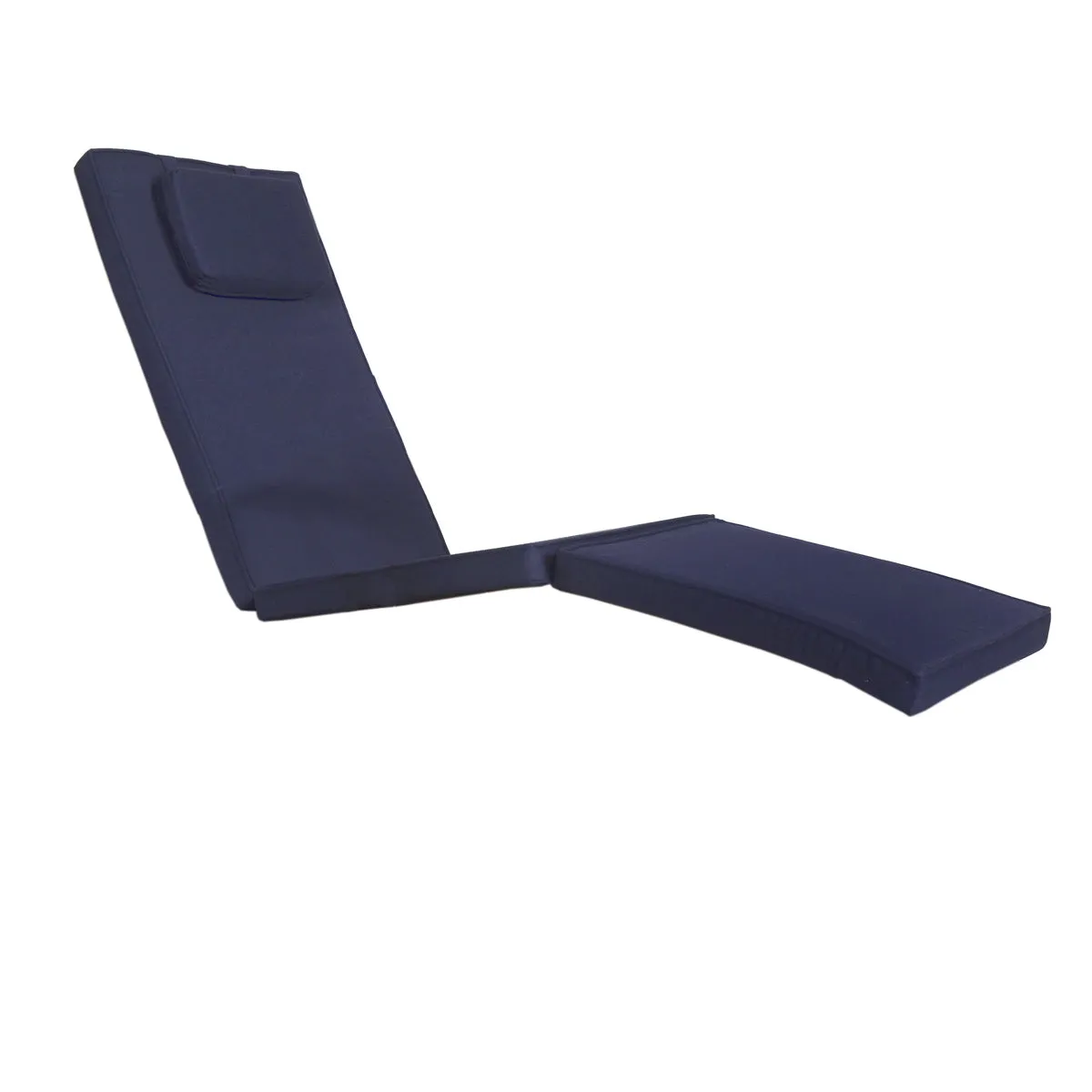 Reclining Chaise Lounge Steamer Teak Foldable Chair - Blue Cushions