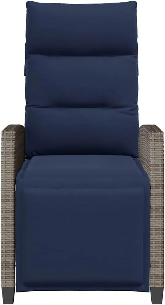 Reclining Patio Chair with Foldable Side Table Gray PE Rattan Outdoor Lounge Chair Adjustable Backrest and Footrest for Backyard, Poolside, and Sunroom