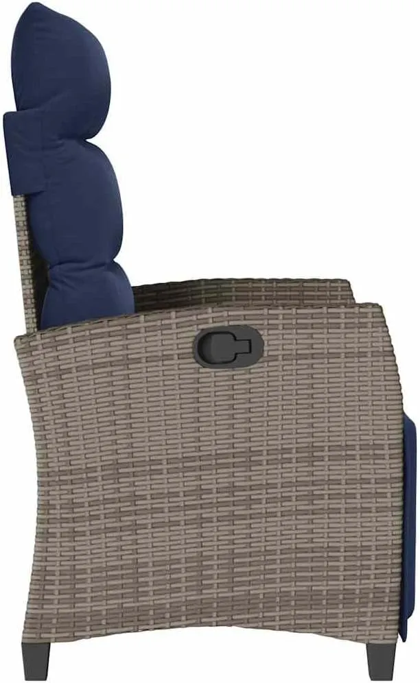 Reclining Patio Chair with Foldable Side Table Gray PE Rattan Outdoor Lounge Chair Adjustable Backrest and Footrest for Backyard, Poolside, and Sunroom