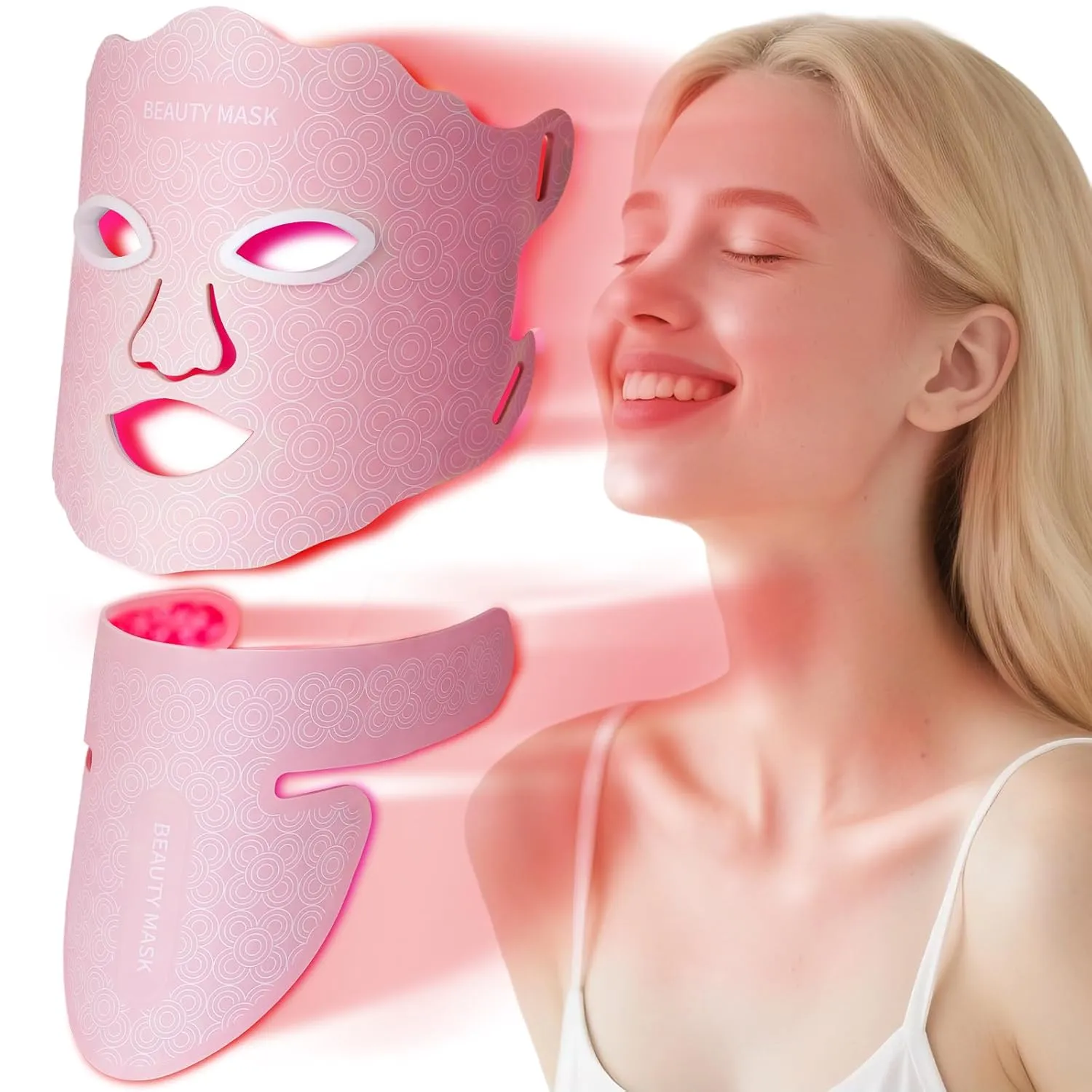 Red Light Therapy for Face and Neck, Led Face Mask Light Therapy, 7 Colors Light Therapy for Face & Neck, Red Light Therapy Mask for Skin Improve, Firm and Sooth, Professional Skin Care at Home
