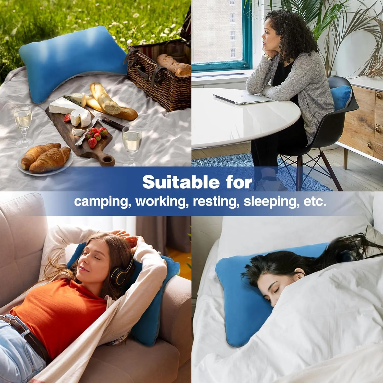REDCAMP Memory Foam Camping Pillow, Lightweight Small Travel Pillow with Removable Pillow Cover, Easy to Clean