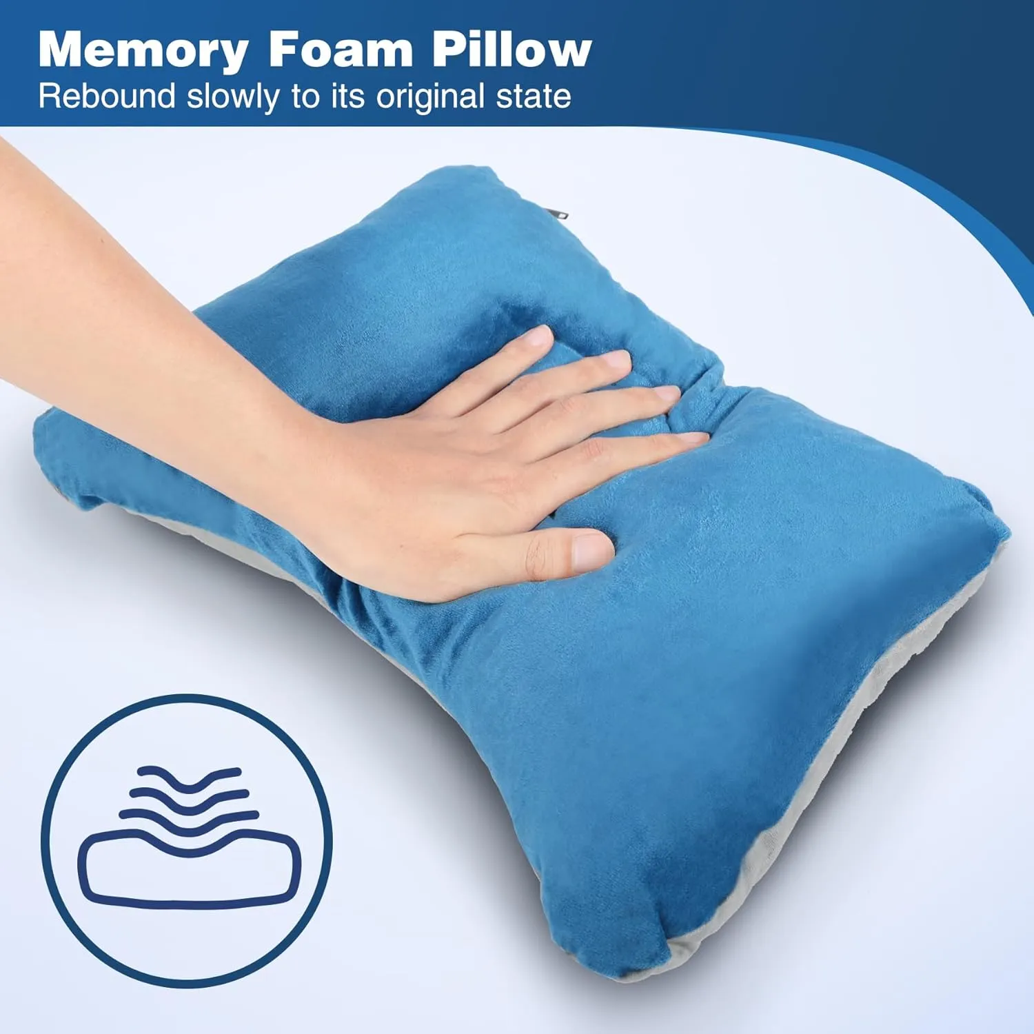 REDCAMP Memory Foam Camping Pillow, Lightweight Small Travel Pillow with Removable Pillow Cover, Easy to Clean