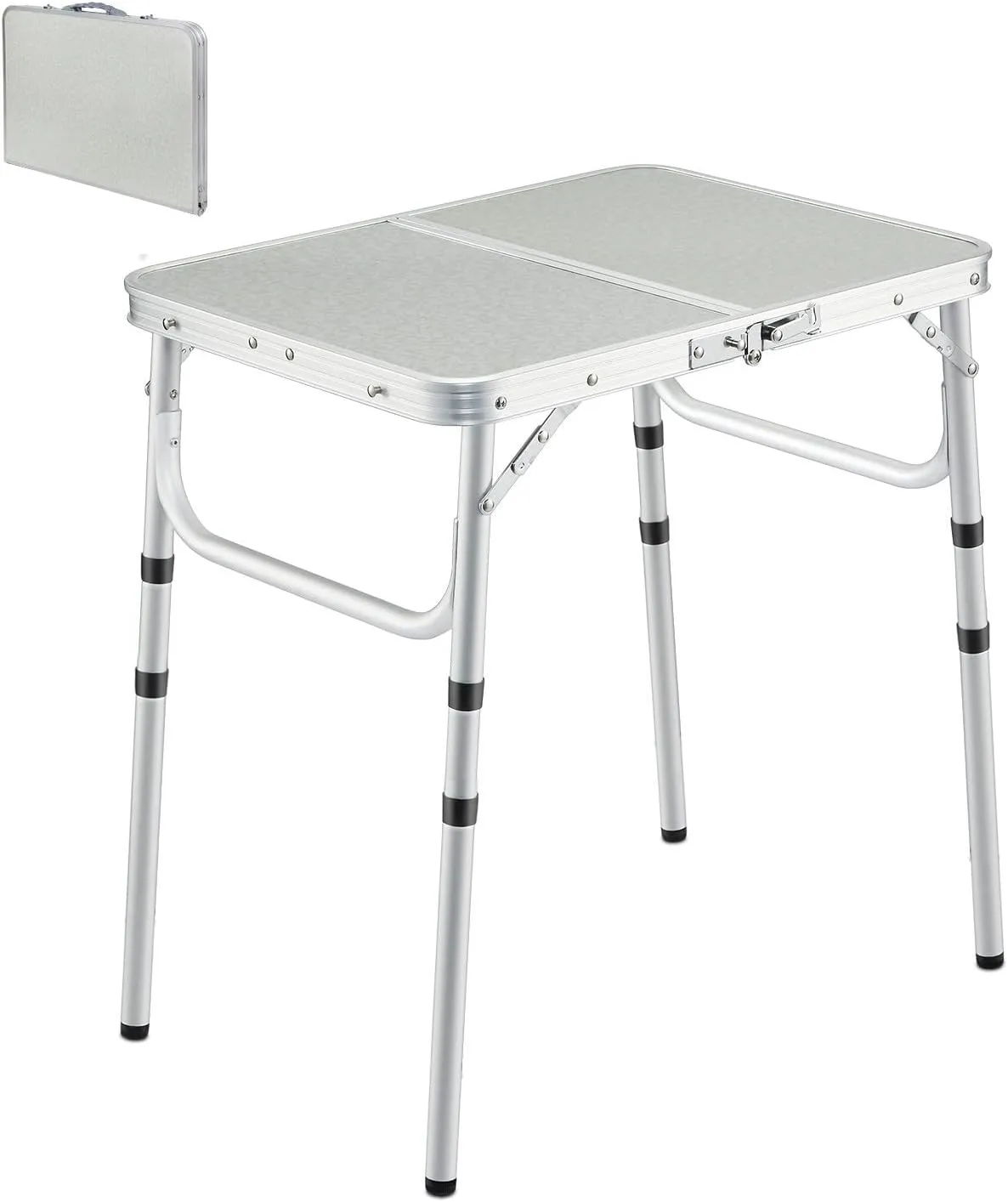 REDCAMP Small Folding Camping Table 2ft, Portable Outdoor Folding Table Aluminum Camp Table Adjustable Height Lightweight for Picnic Cooking Beach,3 Heights