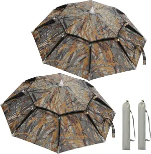 RedSwing Diameter Large Umbrella Hat for Adults and Kids, Hands Free UV Protection Head Umbrella Double Layer for Fishing, Gardening, Beach and Golf, Blue/Silver/Camouflage