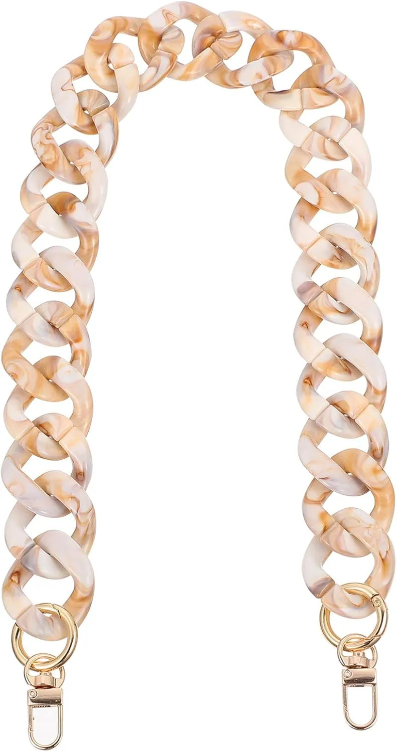 Resin Bag Handle Chunky Bag Chain Charms Strap Retro Bag Chain for Diy Handbag Cross Body Bag Strap Ink Beige