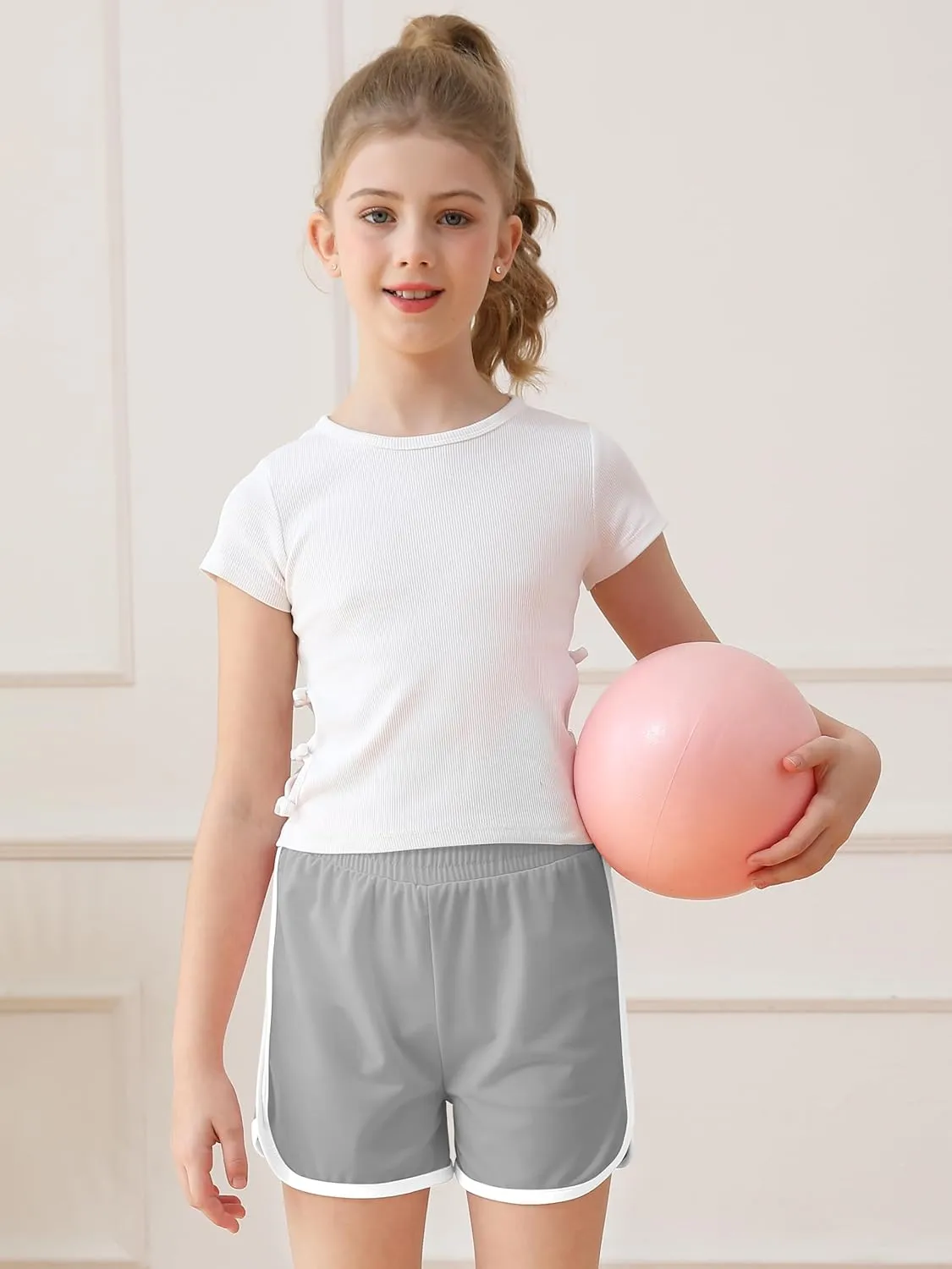 Resinta 5 Packs Girls Athletic Shorts Toddler Soccer Sports Shorts Kids Quick Dry Gym Running Short