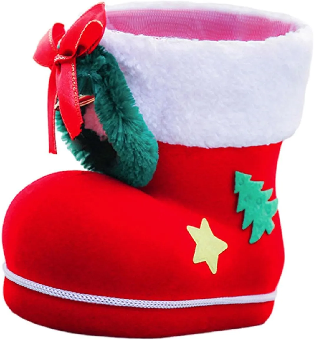 Reusable Gift Bag for Christmas Candy Boot Kids Goodies Container for Festivities, 14cmx14cmx8cm