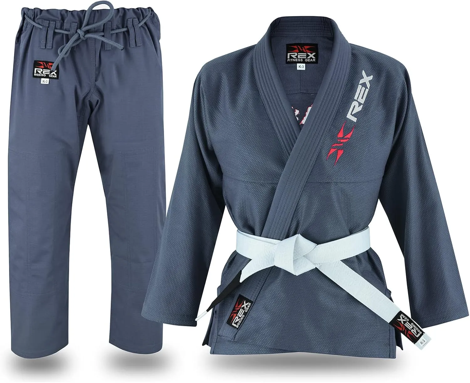 REX Sports Brazilian Jiu Jitsu, for Men and Women BJJ Gi Grappling Kimonos Lightweight White Belt