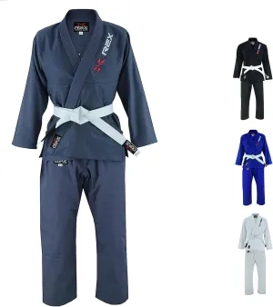 REX Sports Brazilian Jiu Jitsu, for Men and Women BJJ Gi Grappling Kimonos Lightweight White Belt