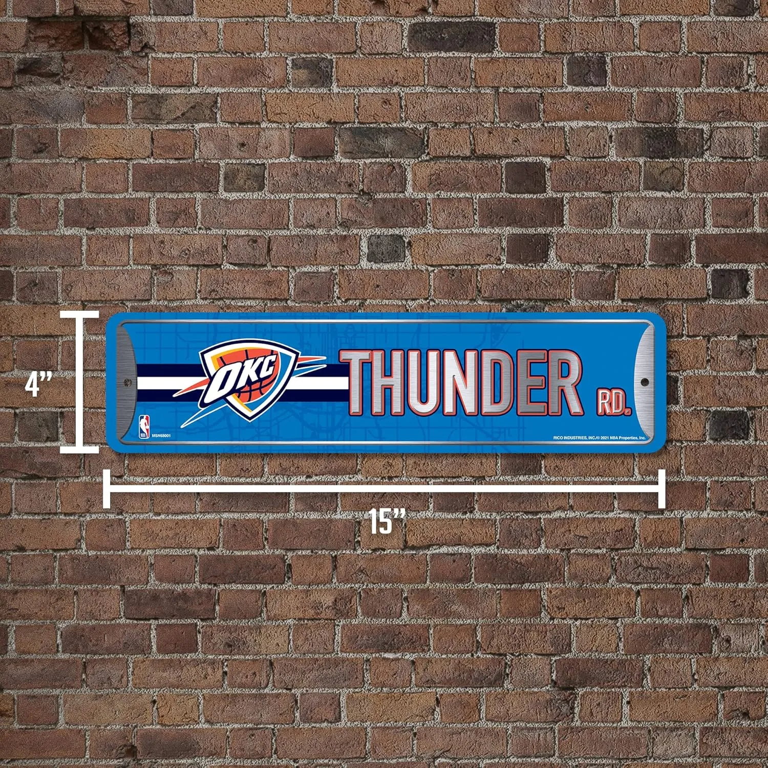 Rico Industries NBA Metal Street Sign Metal Street Sign 4" x 15" Home Décor - Bedroom - Office - Man Cave