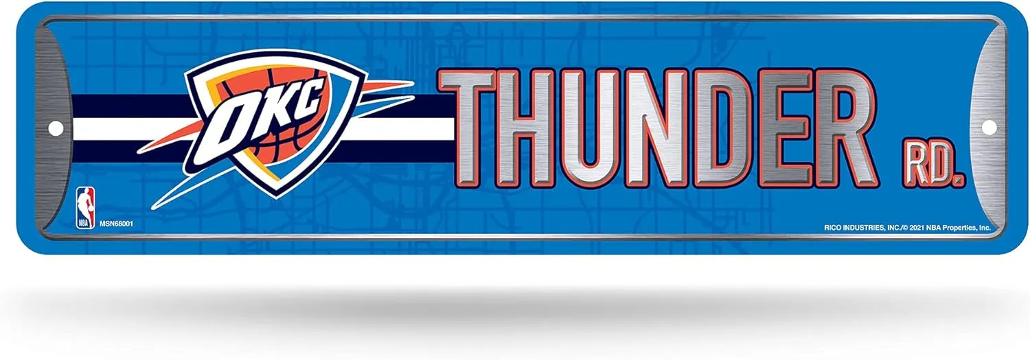 Rico Industries NBA Metal Street Sign Metal Street Sign 4" x 15" Home Décor - Bedroom - Office - Man Cave