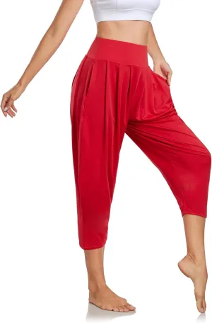 RIMLESS 7 Women's Harem pants Loose Fit Capri Pants Joggers Yoga Hippie Boho Balloon Pants
