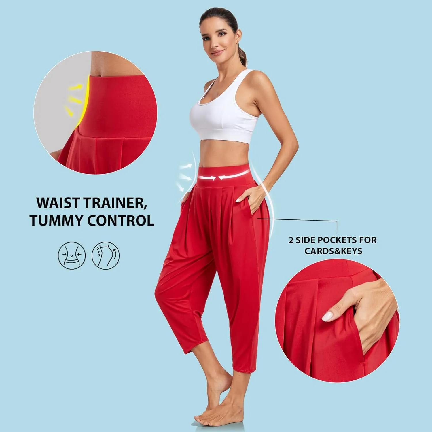 RIMLESS 7 Women's Harem pants Loose Fit Capri Pants Joggers Yoga Hippie Boho Balloon Pants