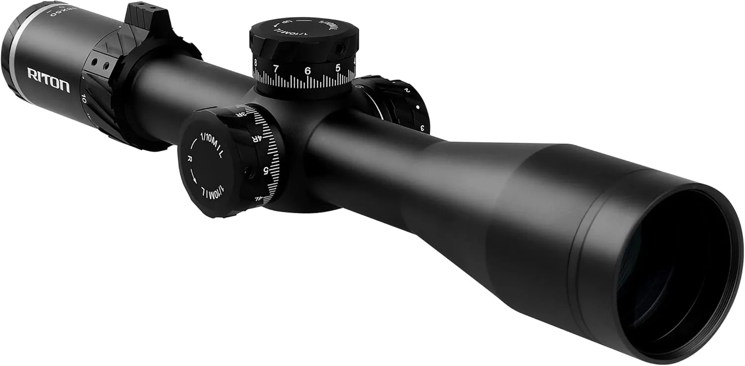 Riton Optics Series 7 Conquer 3-18x50 PSR Precision Riflescope First Focal Plane HD ED Glass Illuminted Reticle Integrated Removable Two Location Three Available Height Throw Levers