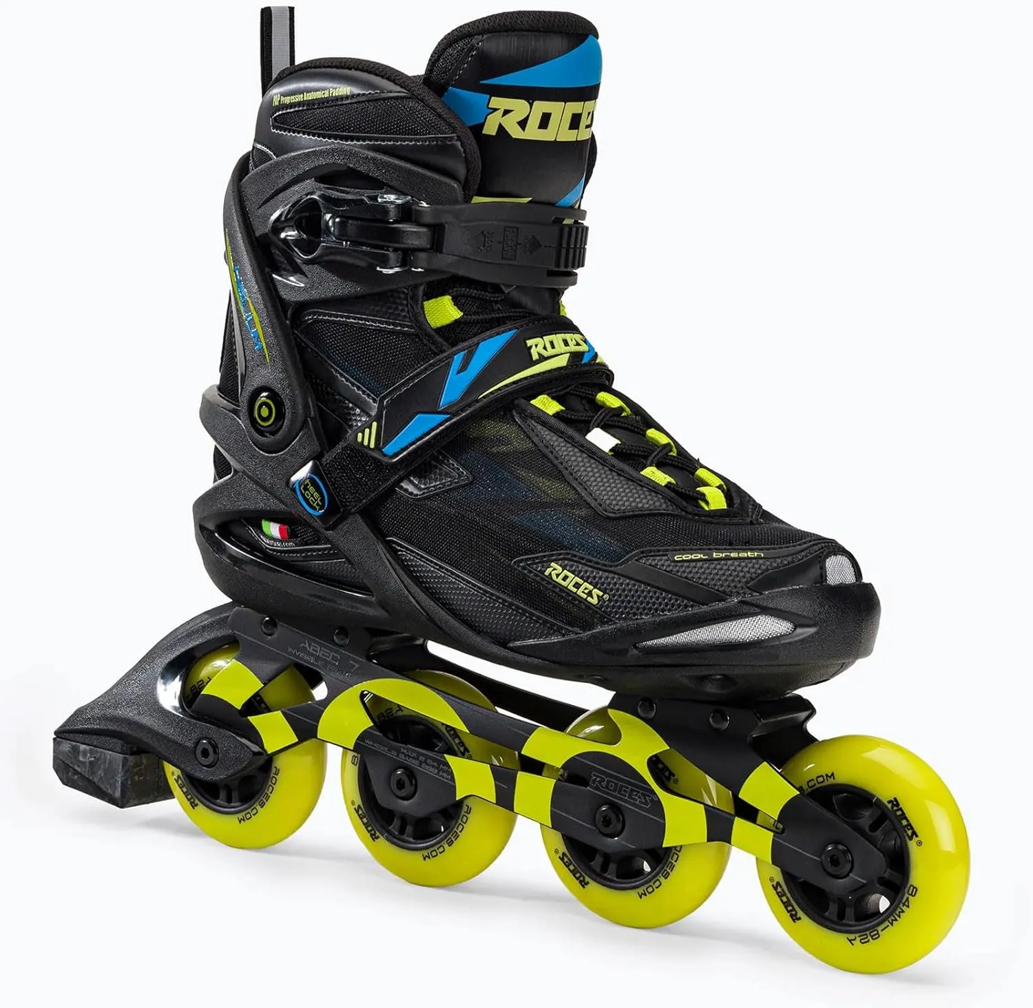 Roces Men's Helium II TIF Lightweight Breathable Adjustable Fitness Sporty Outdoor Four 84mm Wheel Inline Racing Skates with Easy Entry System & Invisible Frame