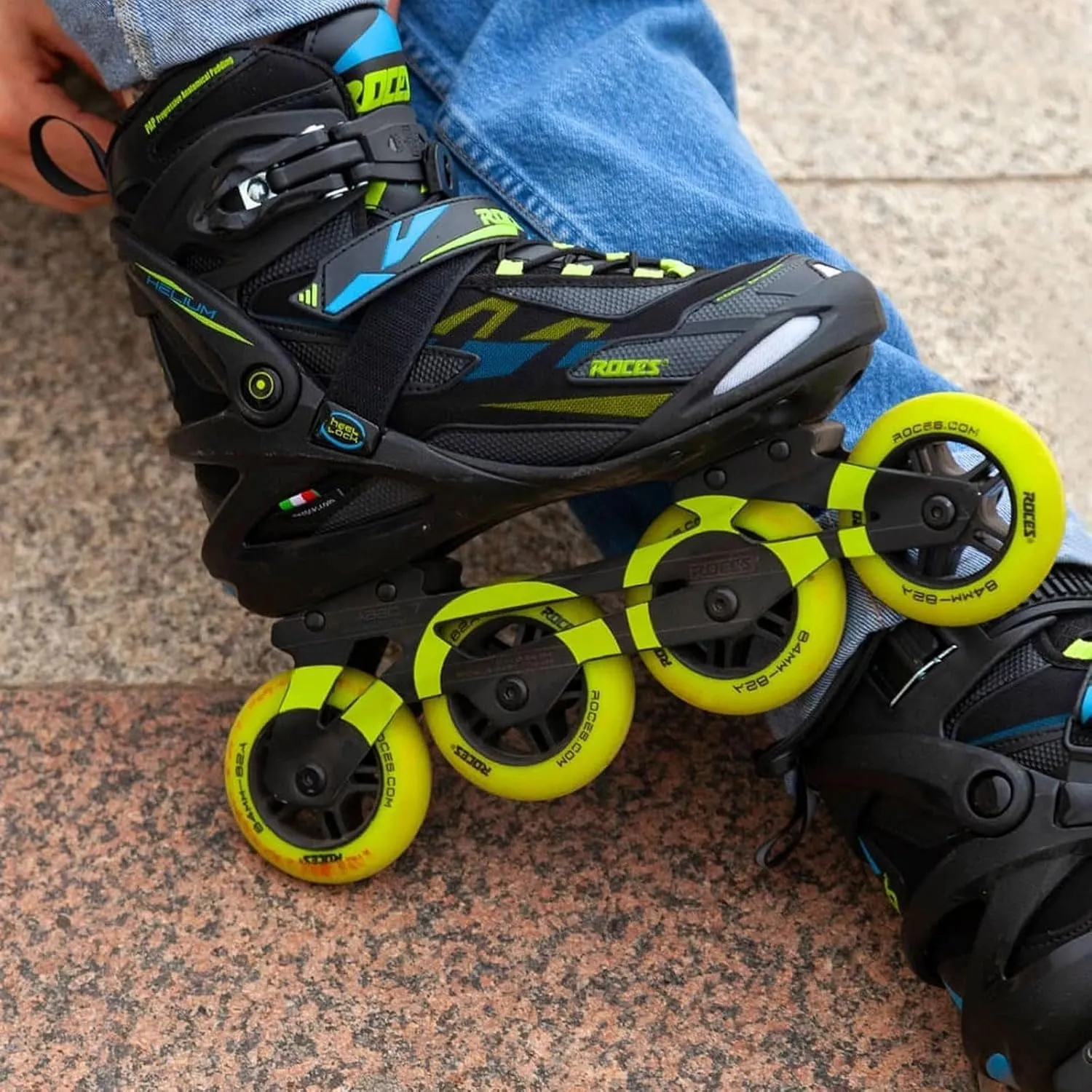 Roces Men's Helium II TIF Lightweight Breathable Adjustable Fitness Sporty Outdoor Four 84mm Wheel Inline Racing Skates with Easy Entry System & Invisible Frame