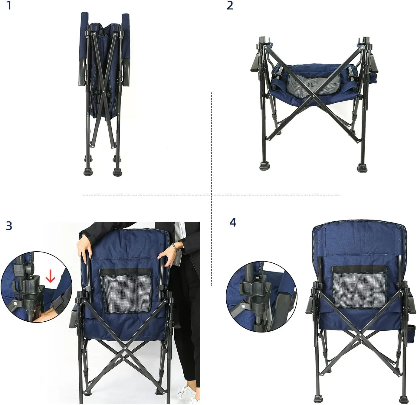 ROCK CLOUD Folding Camping Chair with Storage Pocket and Side Table Compact Portable Camp Chairs Outdoor for Camp Lawn Hiking Fishing Sports